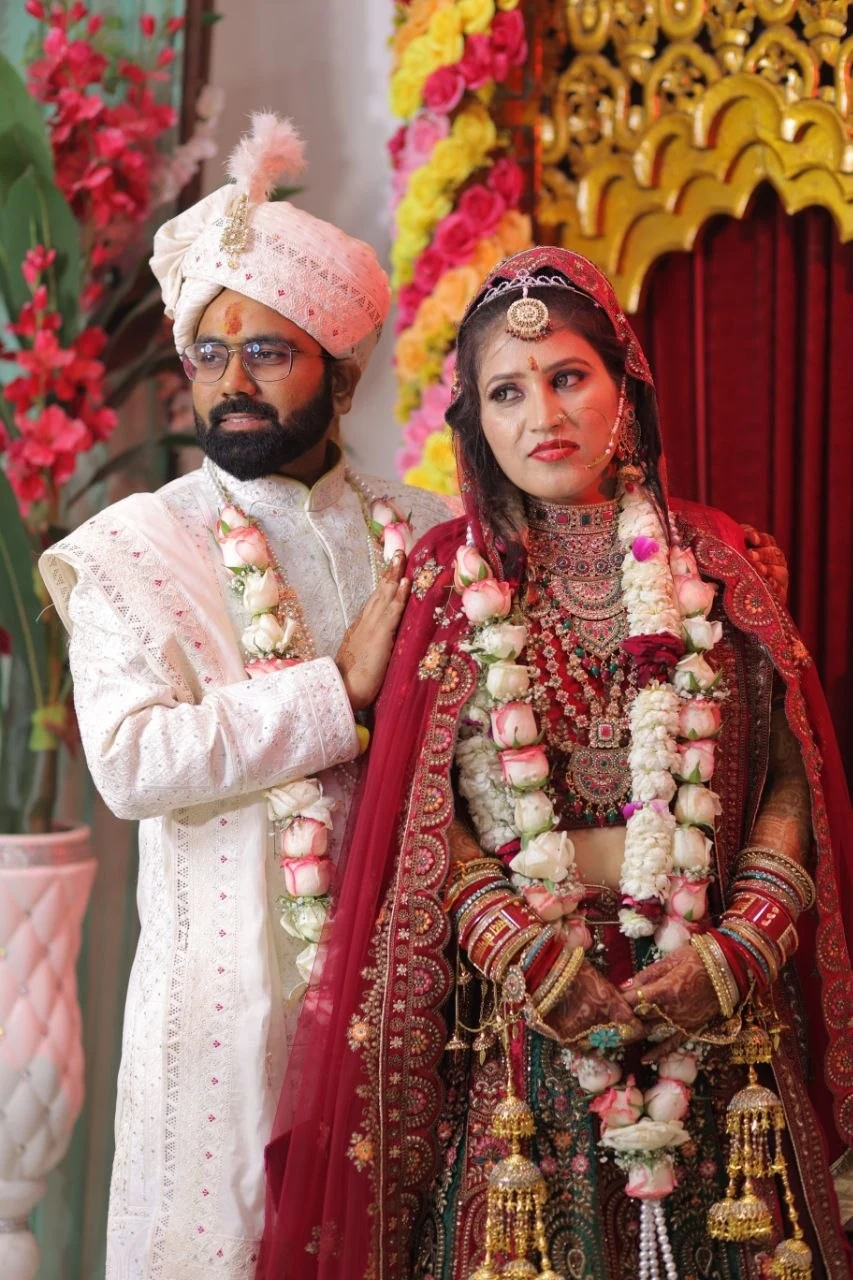 Wedding couple in ceremonial attire